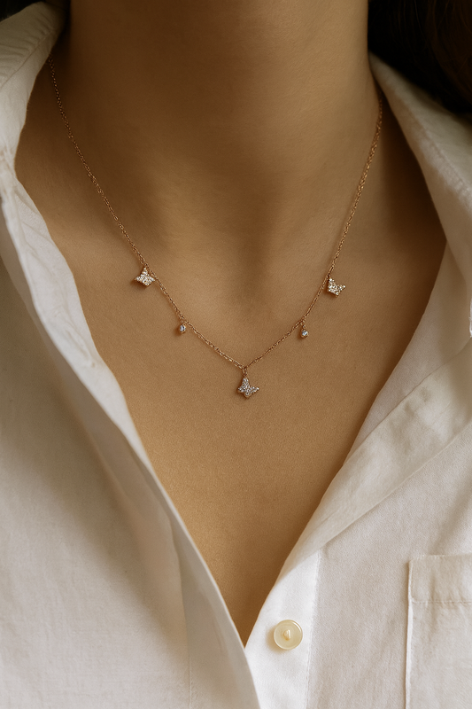 Butterfly Charm Necklace in Rose Gold – 925 Silver
