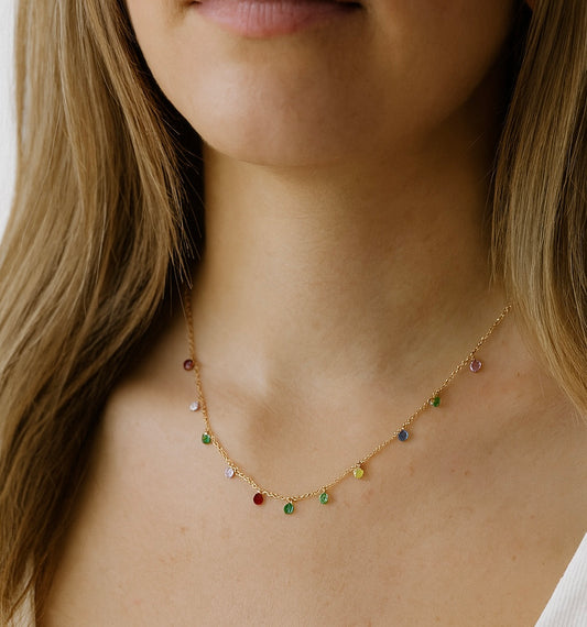 Rose Gold Rainbow Charm Necklace - made with Pure 925 Silver