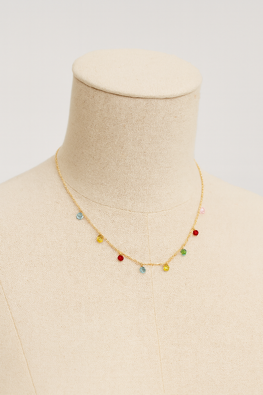 Rose Gold Rainbow Charm Necklace - made with Pure 925 Silver