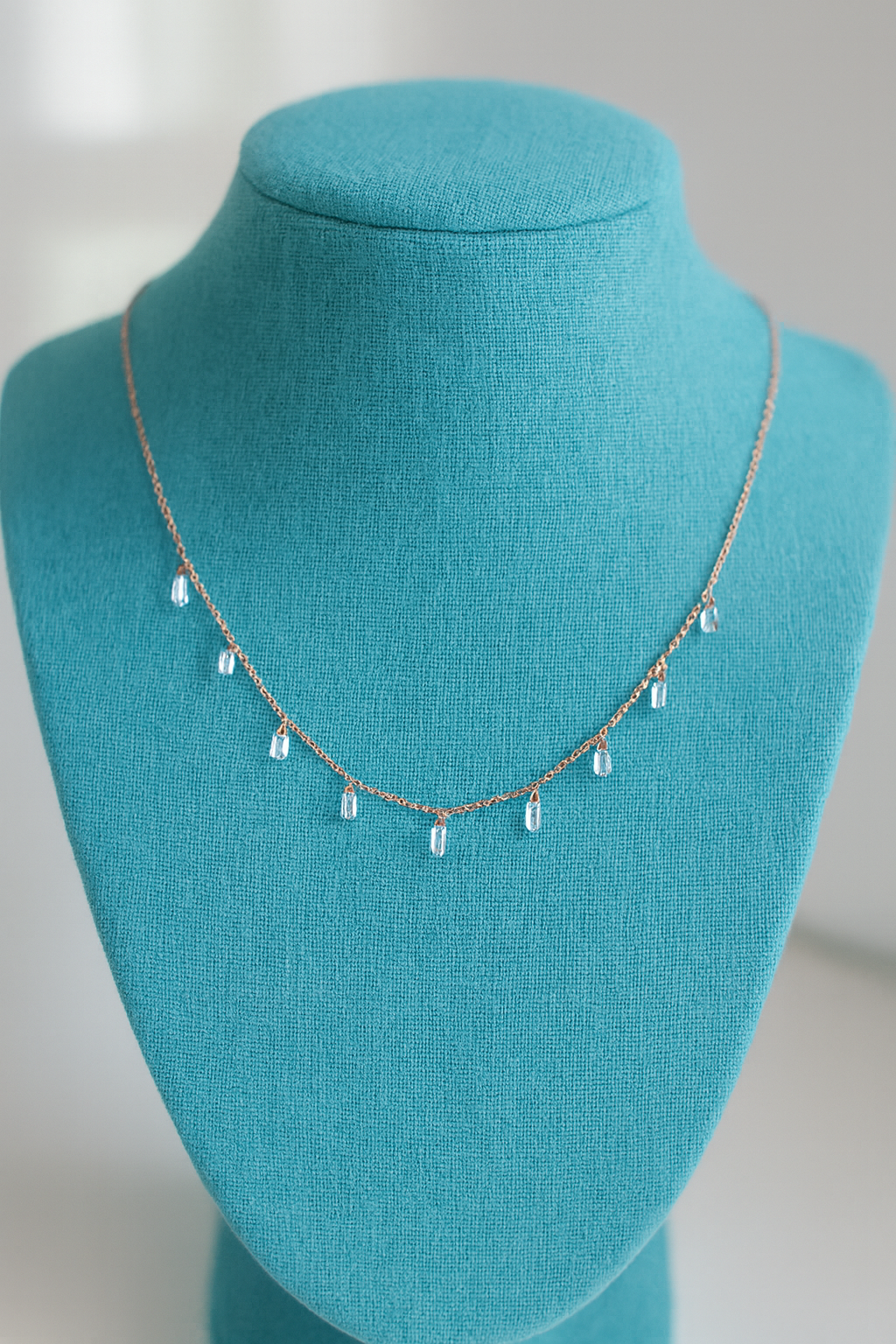 Rose Gold Crystal Drop Necklace- made with Pure 925 Silver