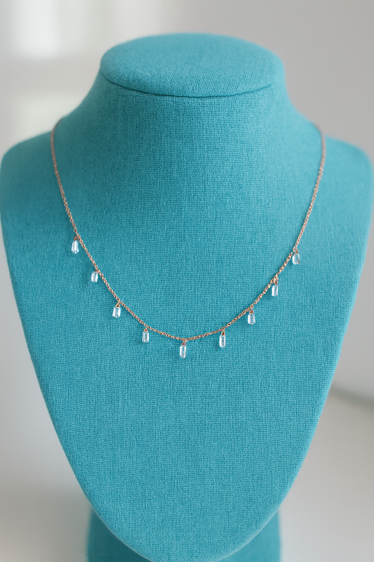 Rose Gold Crystal Drop Necklace- made with Pure 925 Silver