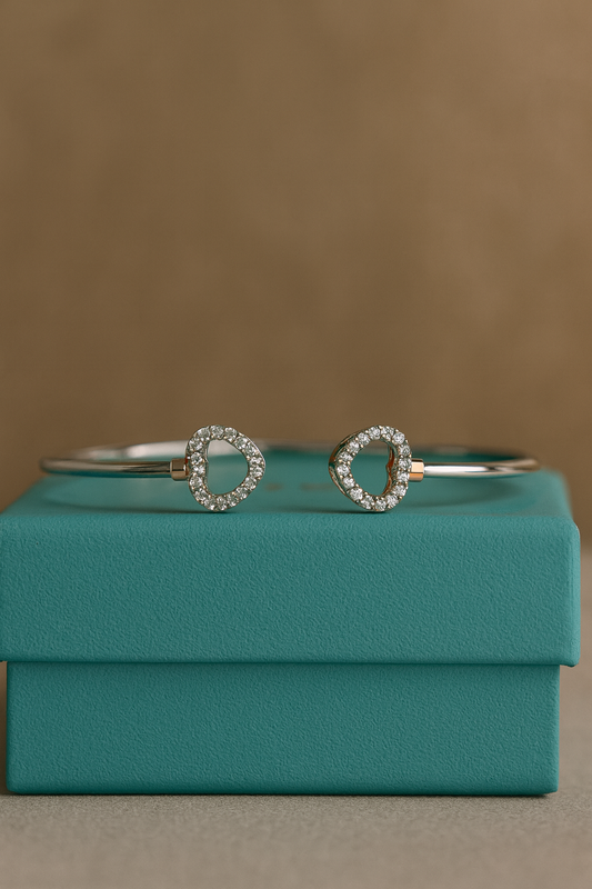 Heart-to-Heart Silver Kada - 925 Silver