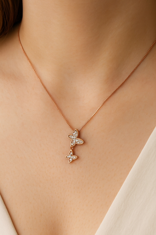 Fluttering Butterfly Elegance – Rose Gold- Made with Pure 925 Silver