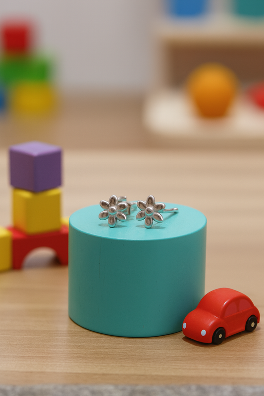 Kids Daisy Flower Earrings - 925 Sterling Silver