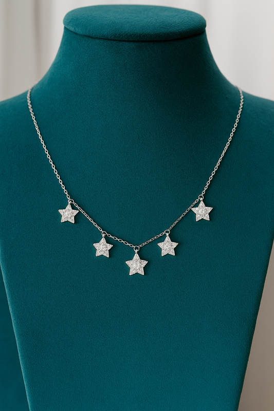 Star Solitaire Charm Necklace – 925 Sterling Silver