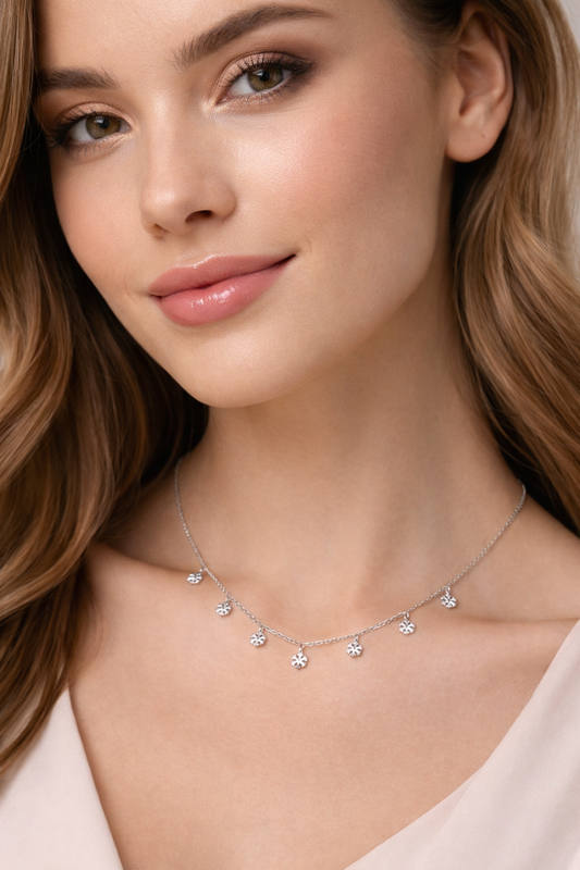 Snowflake Charm Silver Necklace - made with 92.5 Silver