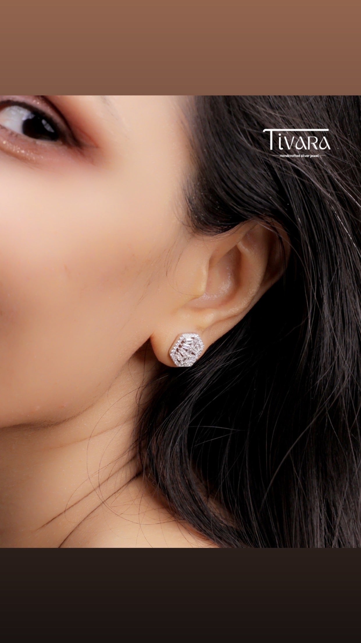 GeoGleam Hexa Studs – 925 Silver Earrings with AAA Zircons