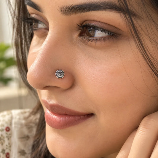 Tivara Lotus Heritage Nose Stud - Made with 925 Silver