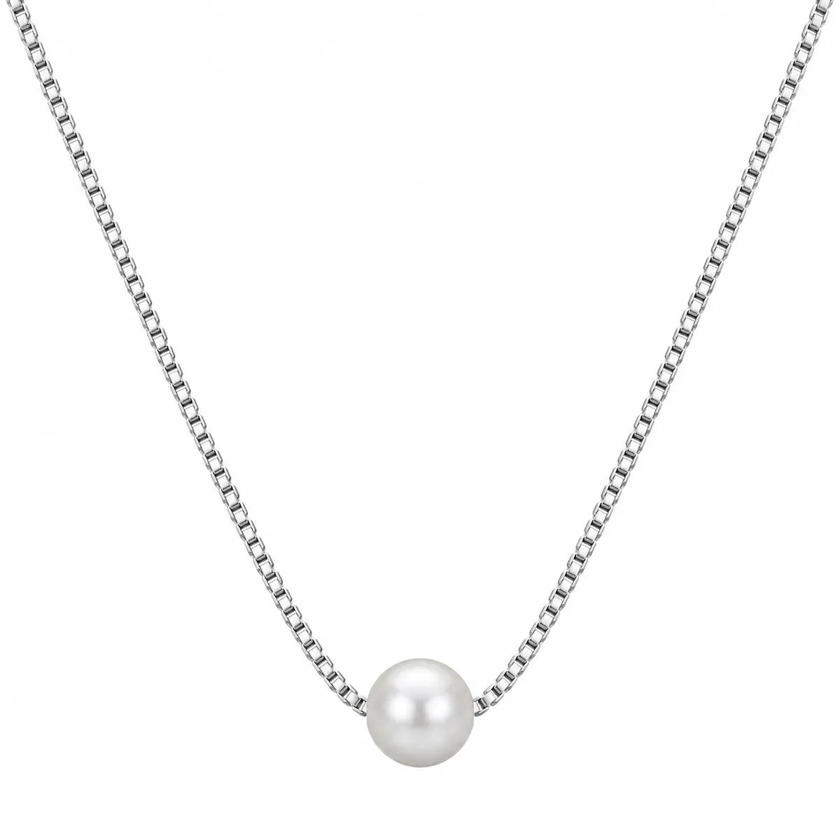 The Solitaire Floating Pearl Chain Necklace - made with 925 Silver