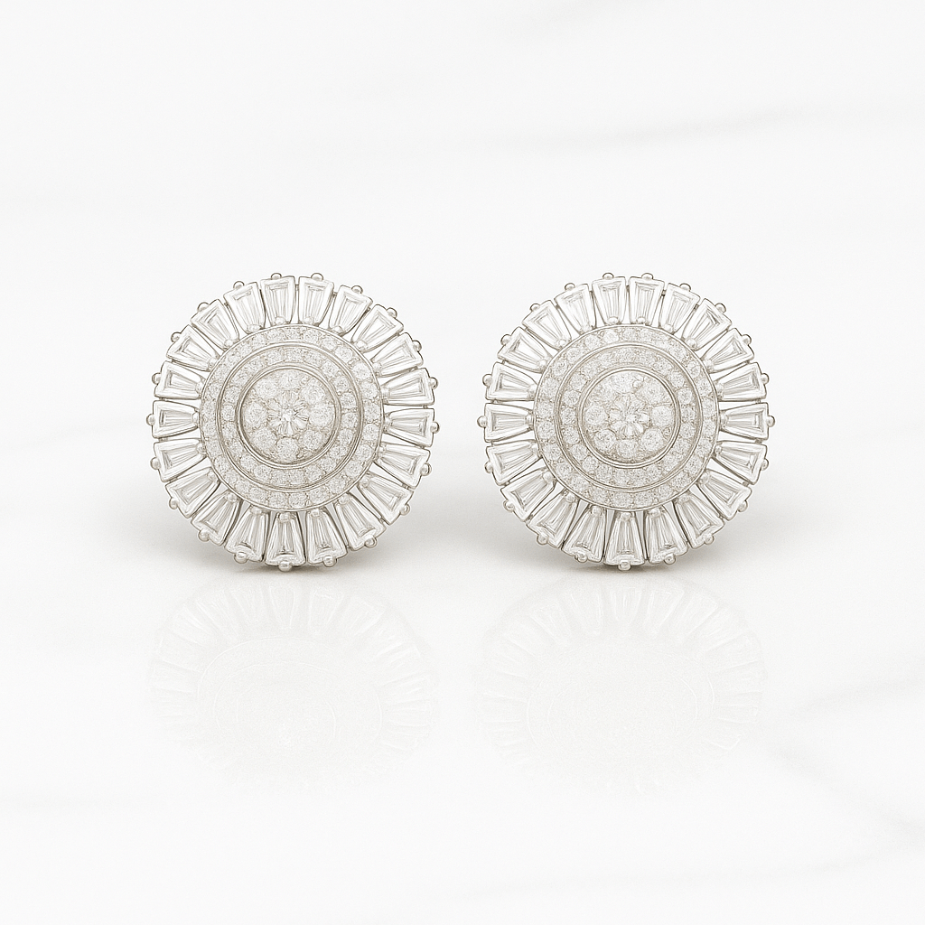 Radiant Sunburst Earrings- 925 Silver