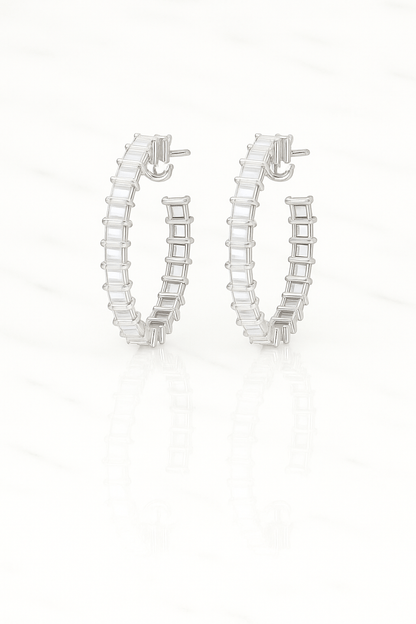 Celeste Pure Baguette Hoops - 925 Silver