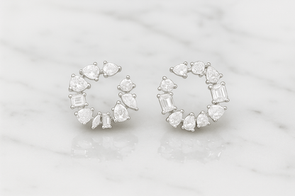 Celeste Cluster Circle Earrings – 925 Silver with AAA Zircons
