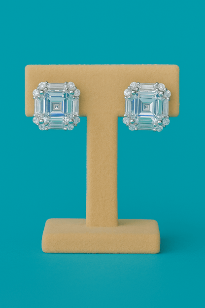 Emerald Edge Radiance Studs - 925 Silver - AAA Zircons