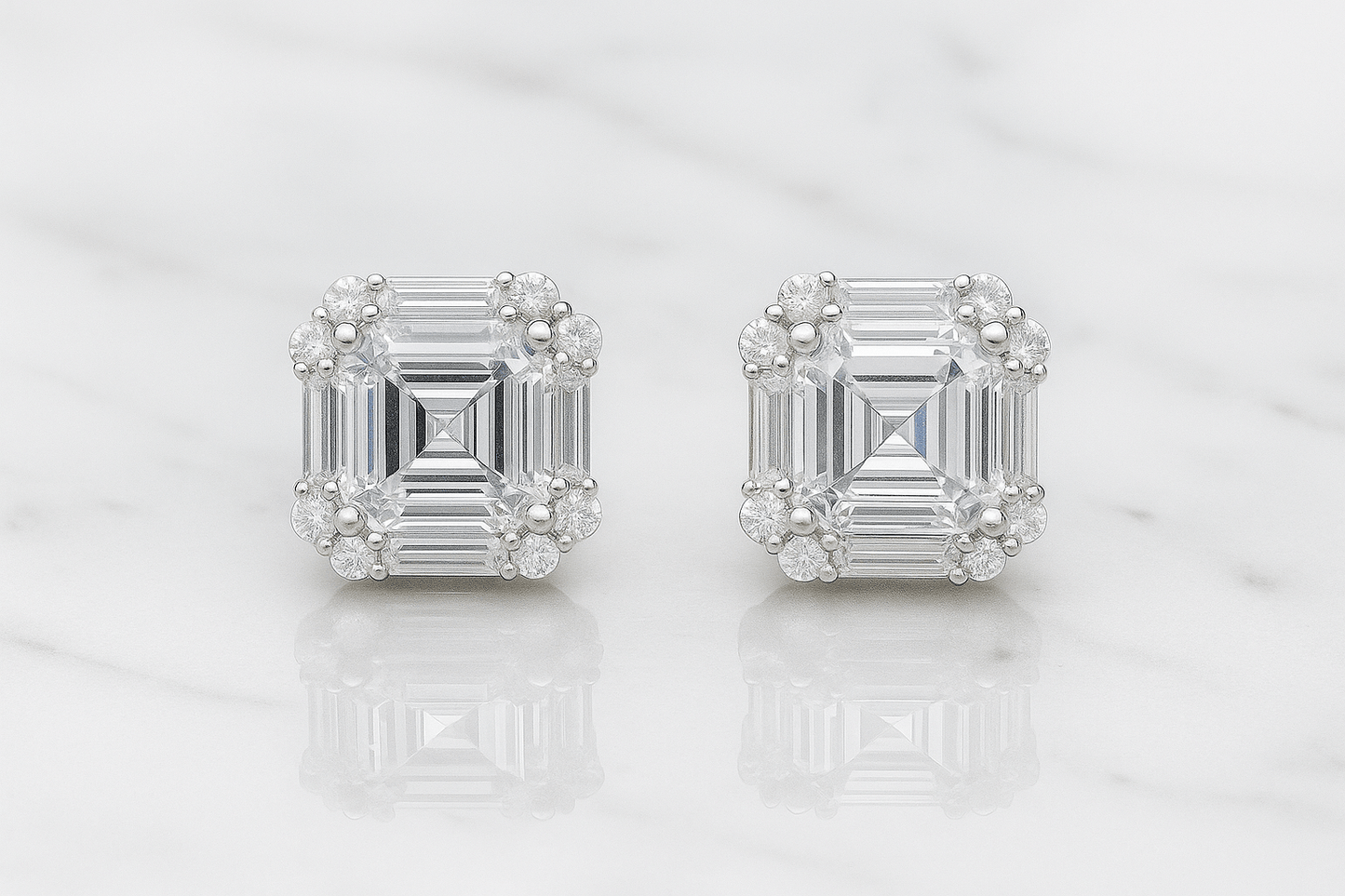 Emerald Edge Radiance Studs - 925 Silver - AAA Zircons