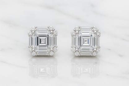 Emerald Edge Radiance Studs - 925 Silver - AAA Zircons