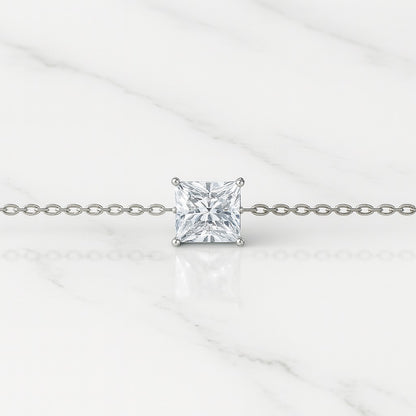 Princess-Cut Solitaire Bracelet - 925 Silver