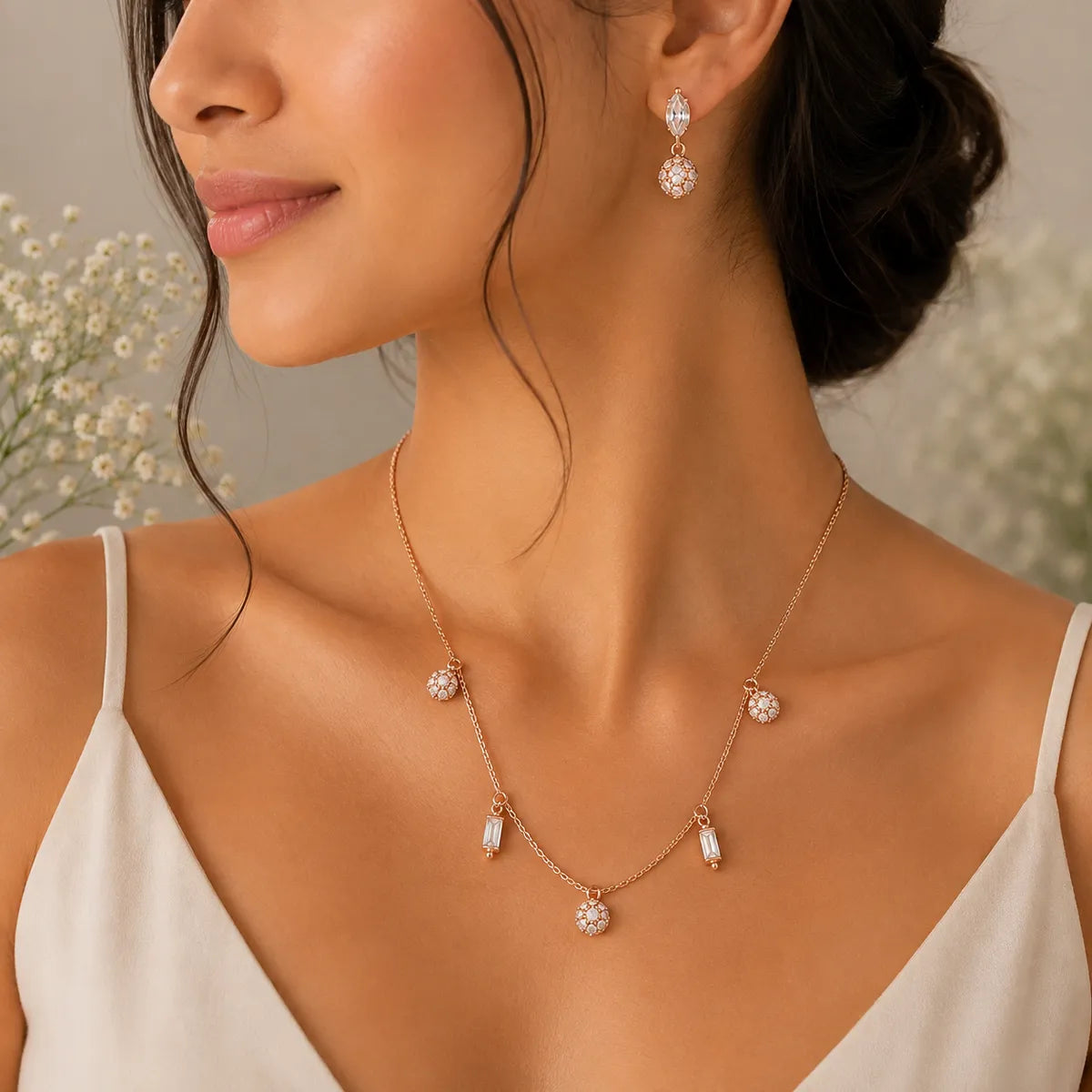 Aurora Charm Necklace Set – Rose Gold | 925 Sterling Silver