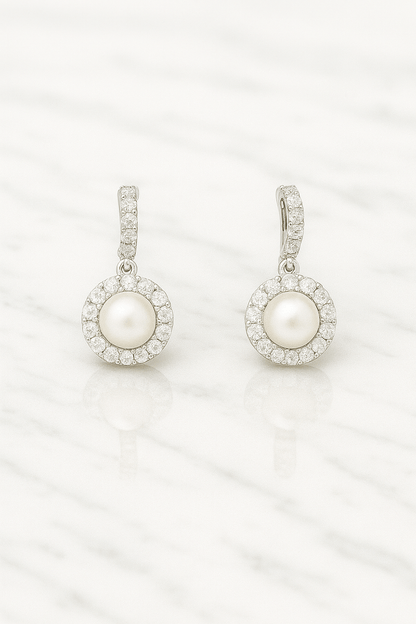 Elegance in Bloom – Pearl Drop Earrings in 925 Silver