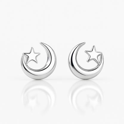 Kids Moon & Star Earrings - 925 Sterling Silver