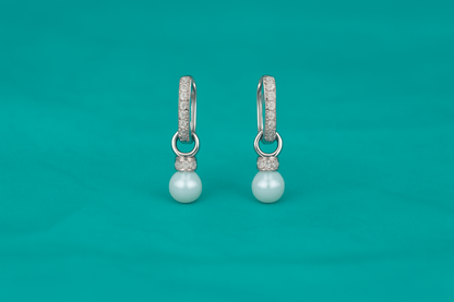 Luxe Pearl Convertible Hoop Earrings - 925 Silver