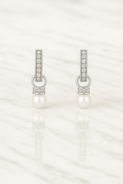 Luxe Pearl Convertible Hoop Earrings - 925 Silver