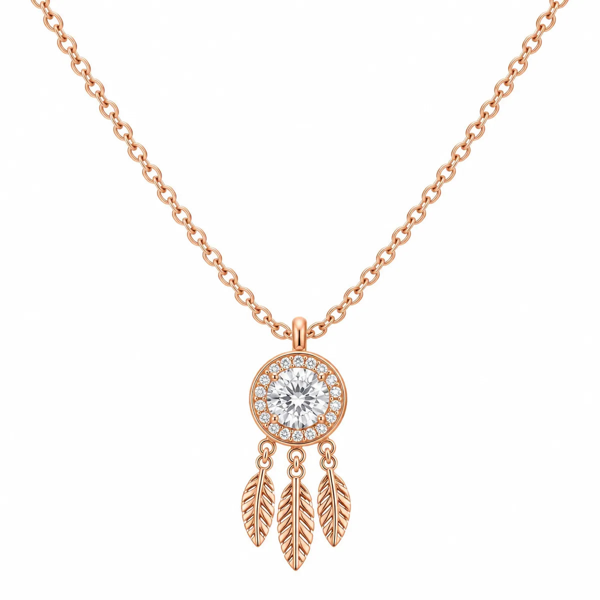 Rose Gold Dreamcatcher Pendant Necklace - made with 925 Silver