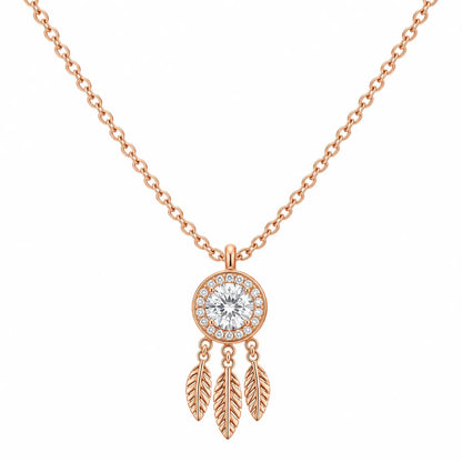 Rose Gold Dreamcatcher Pendant Necklace - made with 925 Silver