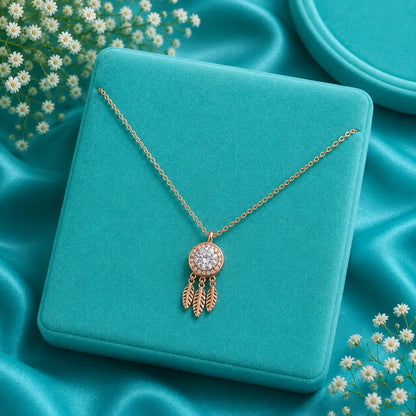 Rose Gold Dreamcatcher Pendant Necklace - made with 925 Silver