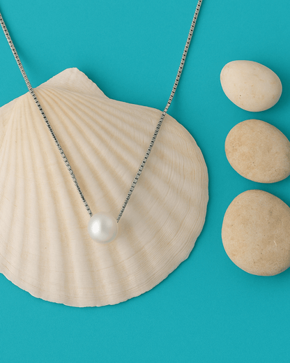 Solitaire Pearl Elegance Necklace – 925 Silver