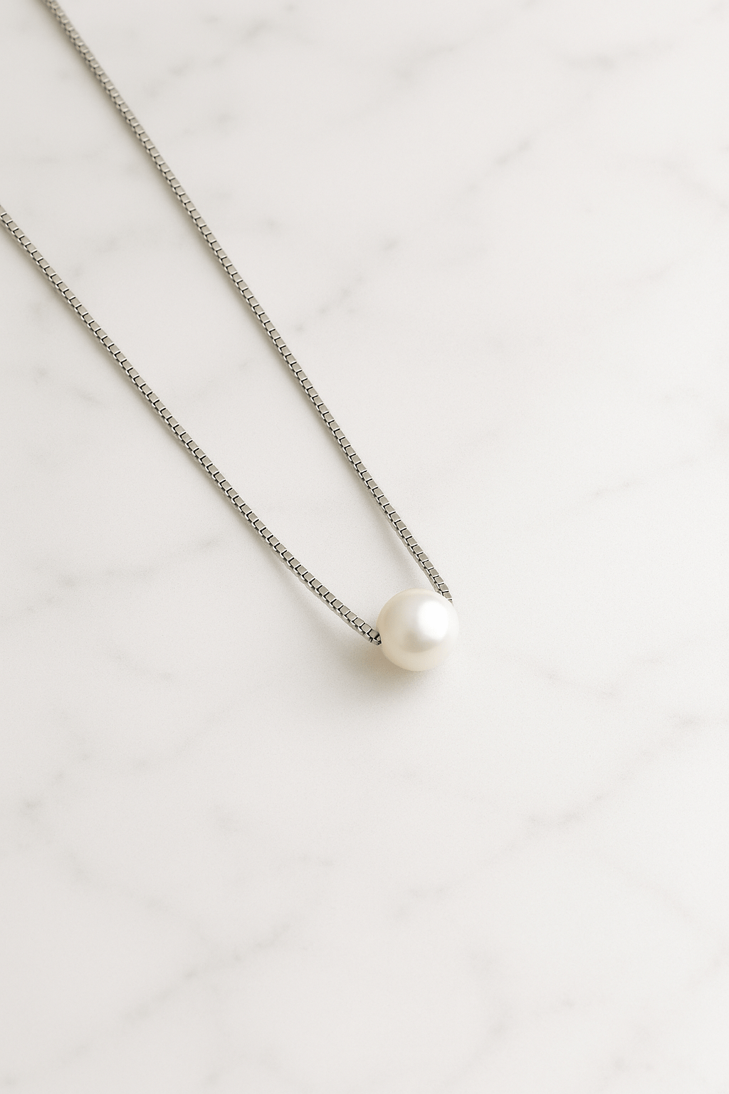 Solitaire Pearl Elegance Necklace – 925 Silver