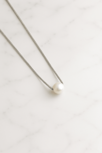 Solitaire Pearl Elegance Necklace – 925 Silver