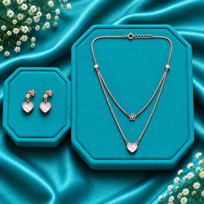 Celeste Layered Heart Necklace Set – Rose Gold - 925 Sterling Silver