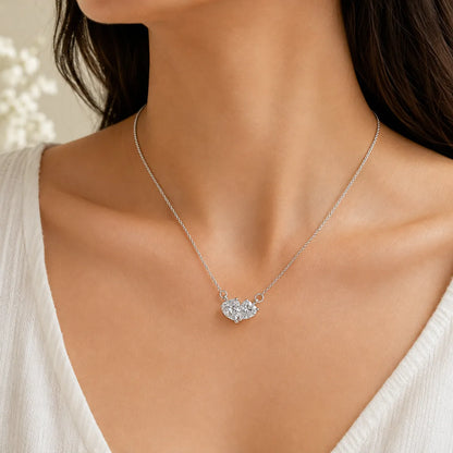 Twin Heart Crystal Necklace - made with 925 Silver