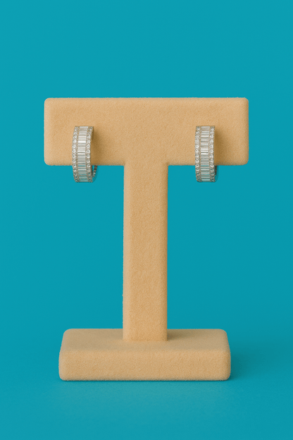 Luxe Baguette Huggie Hoops - 925 Silver