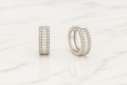 Luxe Baguette Huggie Hoops - 925 Silver