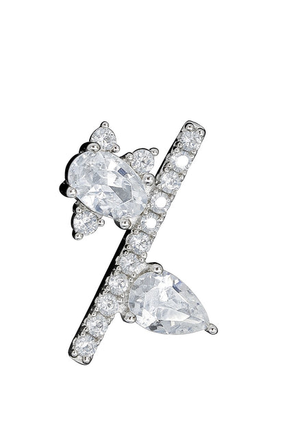 Crystal Cross Leaf- 925 Silver