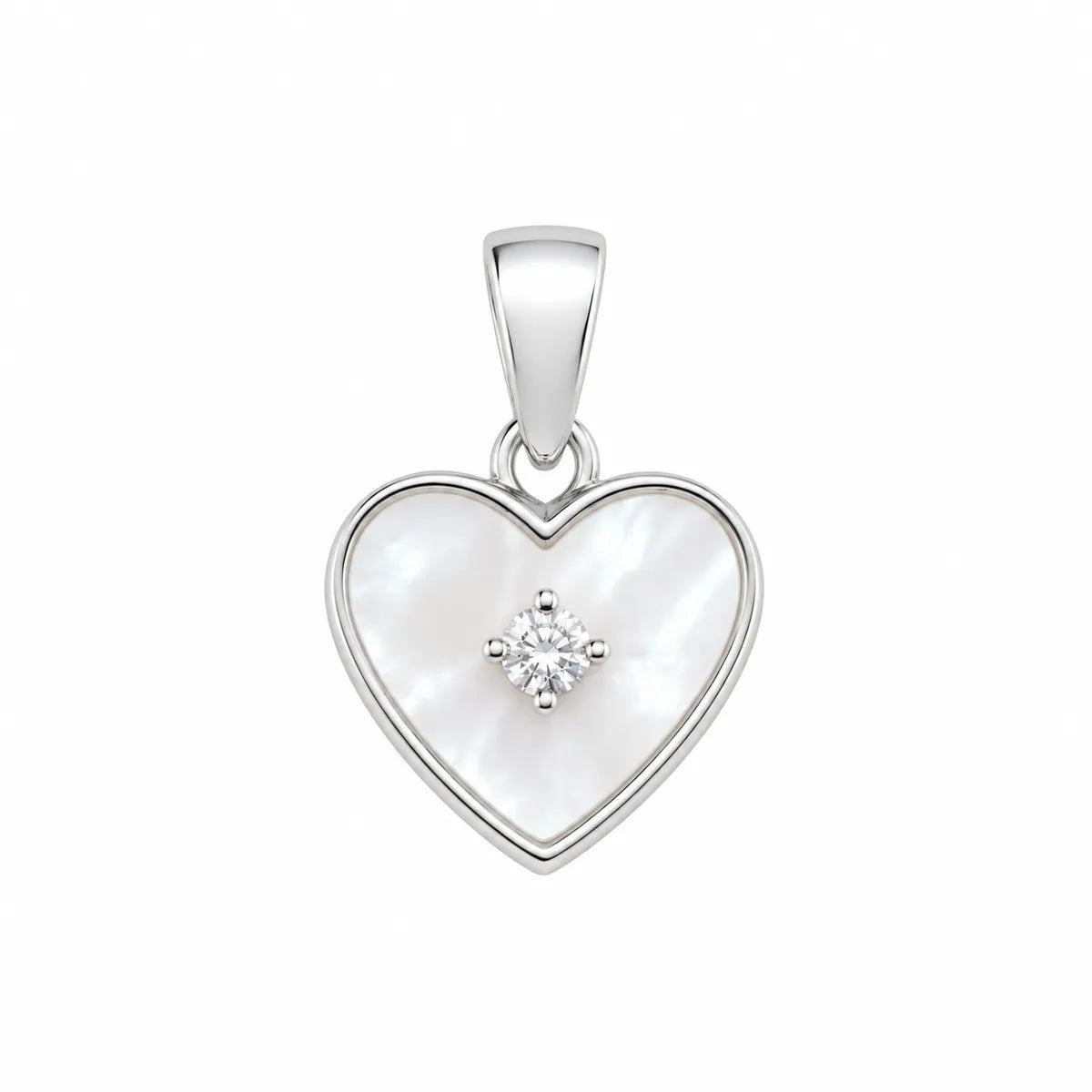 The Mother of Pearl Heart Solitaire Pendant - made with 925 Silver