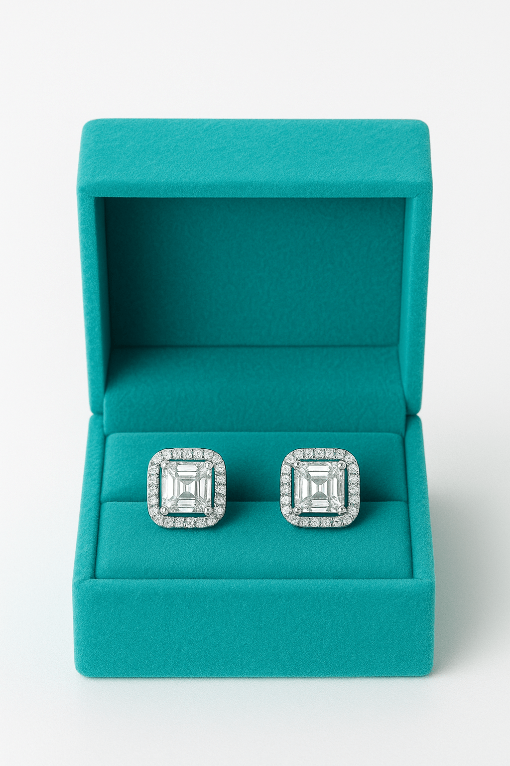 Regal Emerald Halo Studs - 925 Silver
