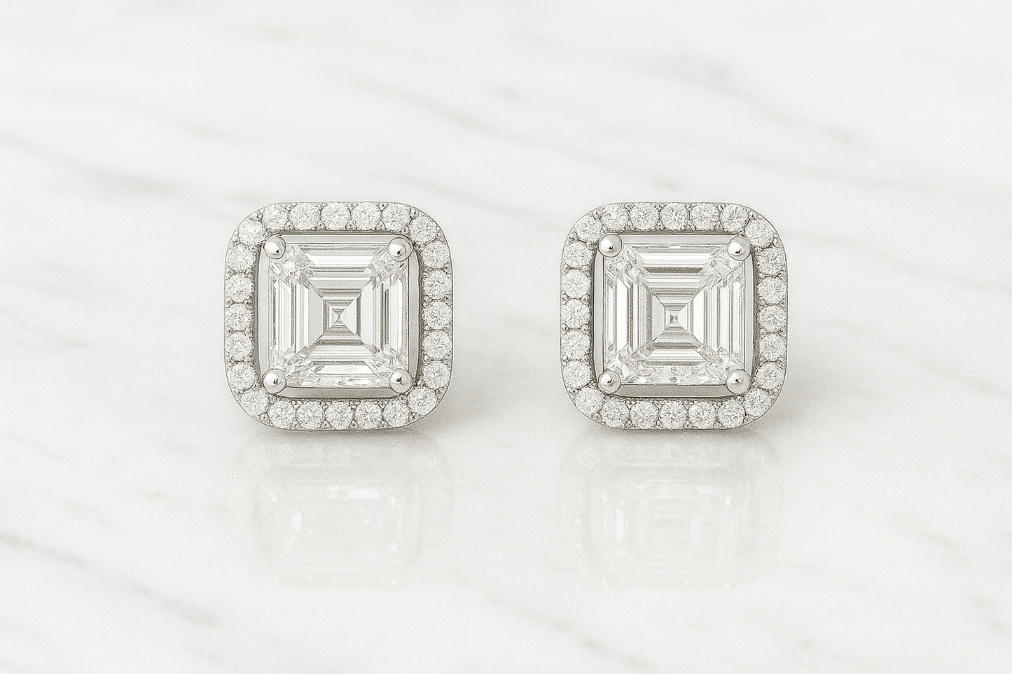 Regal Emerald Halo Studs - 925 Silver