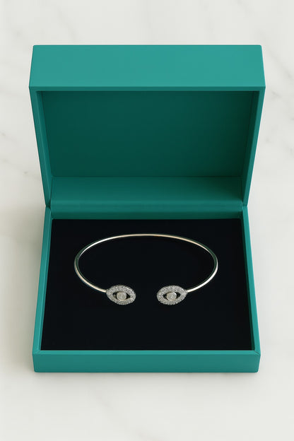 Evil Eye Open Kada Bracelet- 925 Silver