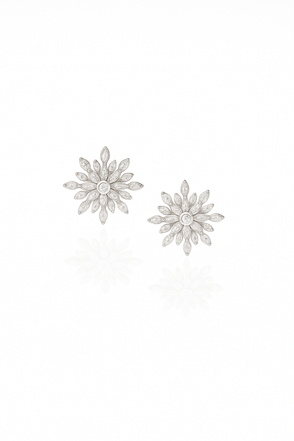 Radiant Bloom Stud Earrings- 925 Silver
