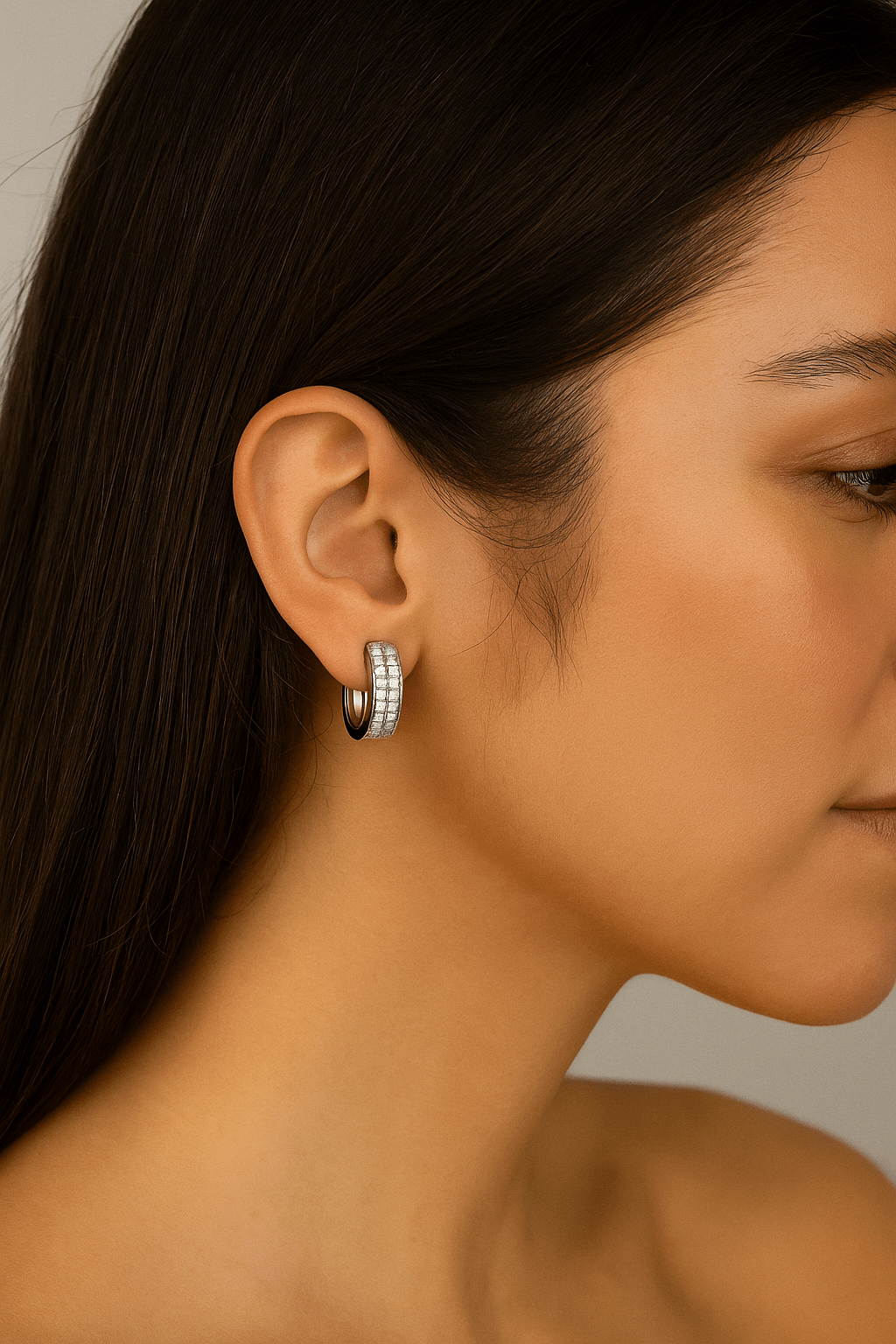 Classic Sparkle 925 Silver Hoop Earrings
