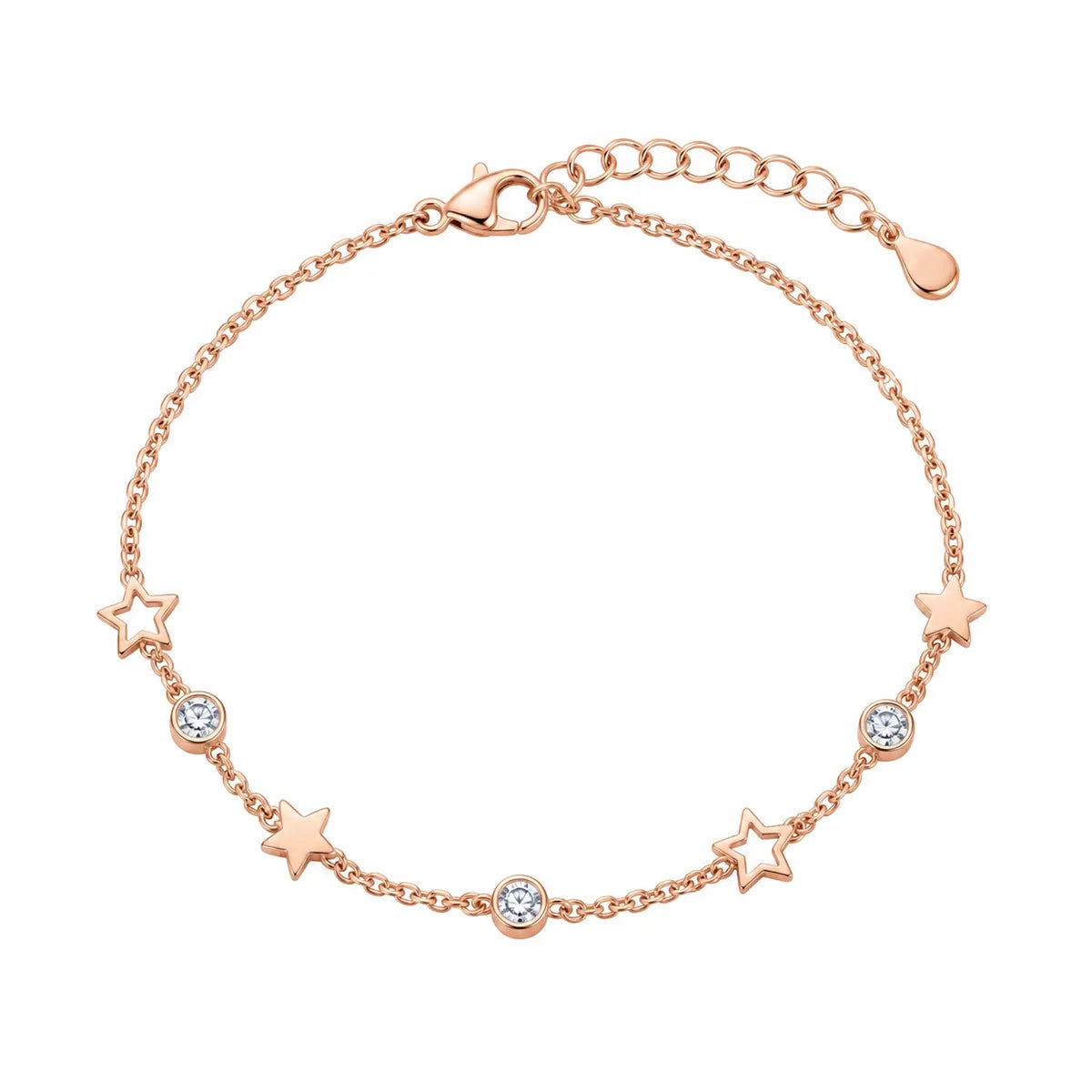Midnight Stargazer Charm Bracelet - Rose Gold - made with 925 Silver