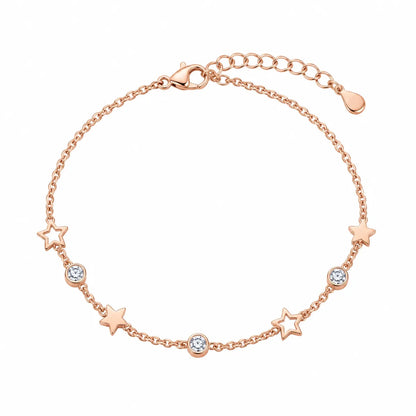 Midnight Stargazer Charm Bracelet - Rose Gold - made with 925 Silver