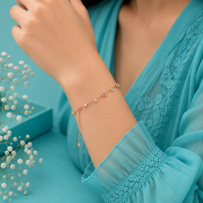 Midnight Stargazer Charm Bracelet - Rose Gold - made with 925 Silver