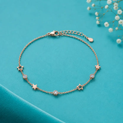 Midnight Stargazer Charm Bracelet - Rose Gold - made with 925 Silver