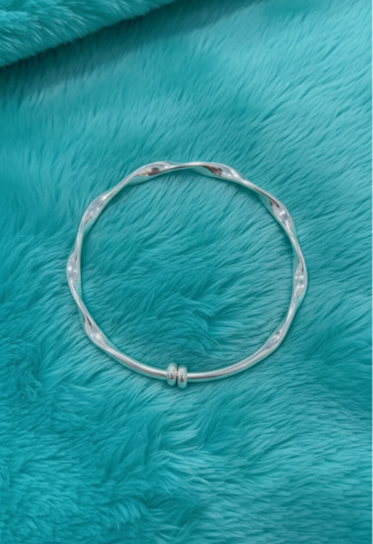 Twisted 999.9 purity silver kada - Adjustable