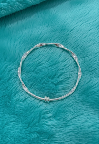 Twisted 999.9 purity silver kada - Adjustable
