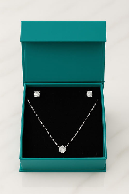 Classic Solitaire Diamond Set - 925 Silver