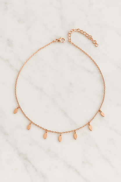 Rose Gold Dangling Charm Necklace - made with Pure 925 Silver